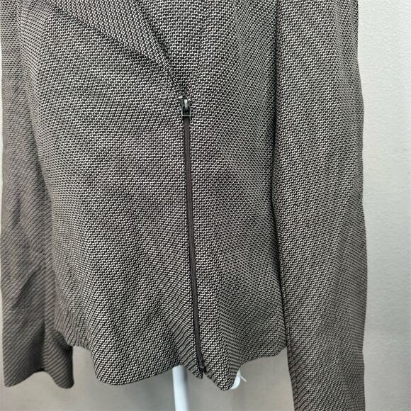 Dana Buchman Women Brown Wool Moto Jacket Size 10 Asymmetric Zip - Picture 6 of 13